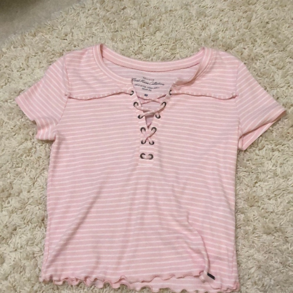 Pink striped  crop top